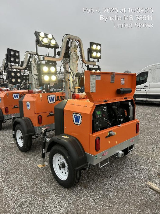 2025 Wanco WLTT-4MM4K Diesel, Mitsubishi L2E, 9.0HP @1800 rpm, Deep Sea Controller, Shore Power Plug, Auto Start, (4) 350W LED Floodlights, 4kW Generator, 60 Gal Fuel Tank, 2" Ball, T3