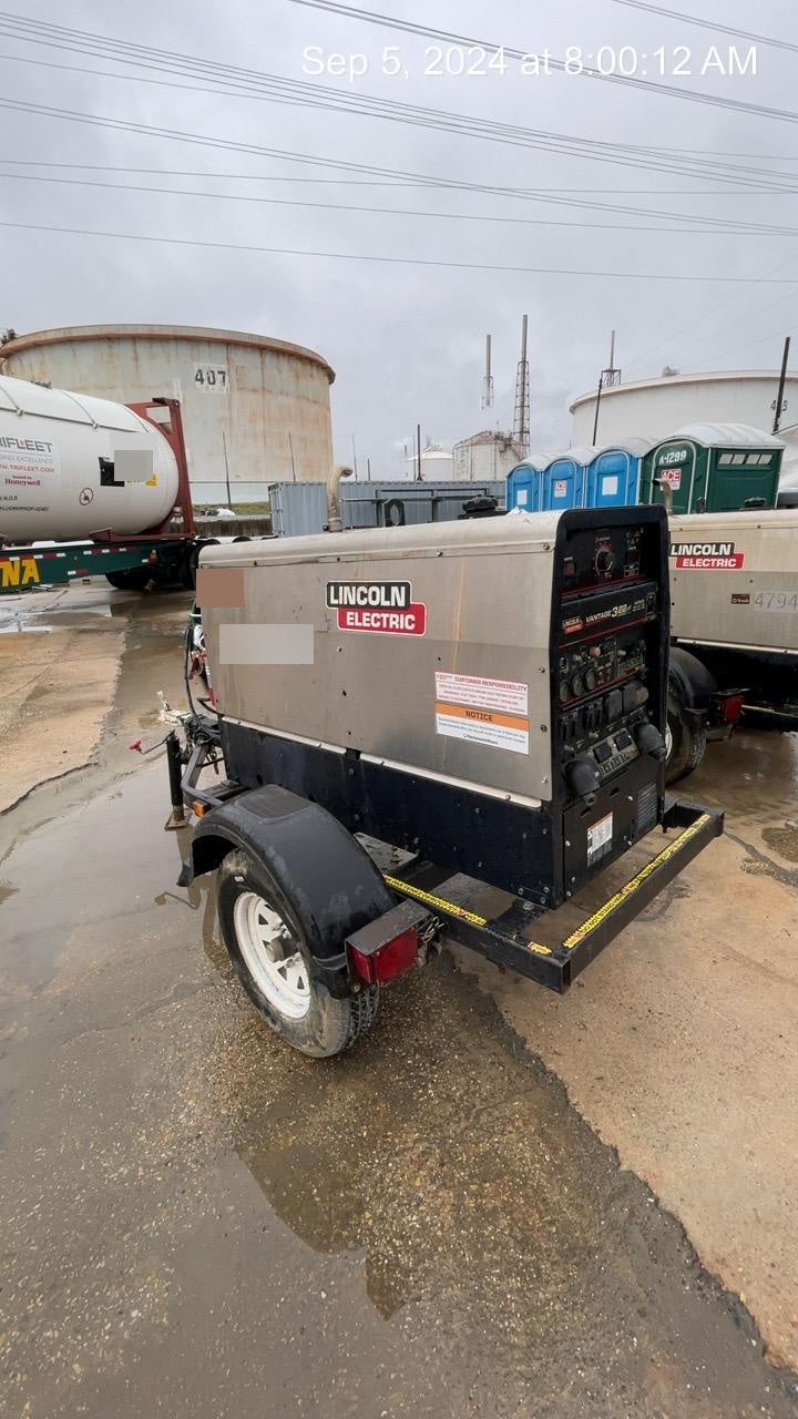 2019 Lincoln Electric Vantage 322 Ready-Pak 3, Two Wheel Trailer, Fender and Light Kit, Cable Rack