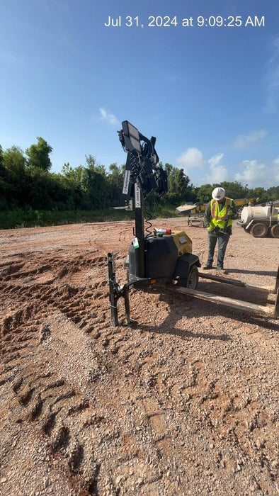 2022 Allmand NLV3GR (4) LED Light Fixture 350W, 23' Vertical Mast, 3kW Prime, Towable, Deep Sea L401, Leveling Jacks, Yanmar T4F 5.8hp