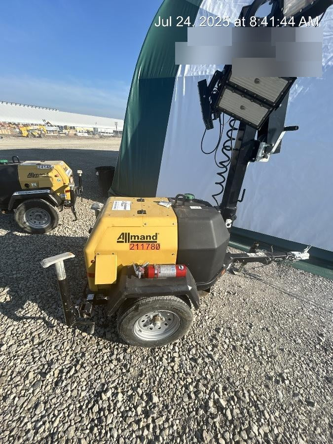 2022 Allmand NLV3GR (4) LED Light Fixture 350W, 23' Vertical Mast, 3kW Prime, Towable, Deep Sea L401, Leveling Jacks, Yanmar T4F 5.8hp