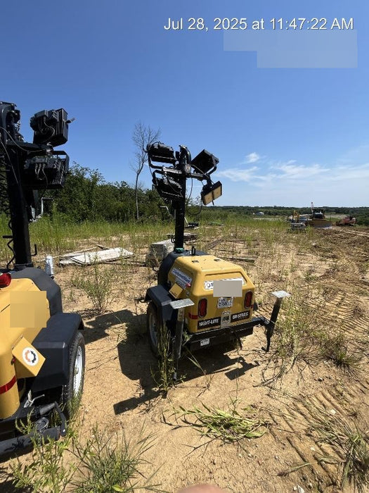 2021 Allmand NLV3GR (4) LED Light Fixture 350W, 23' Vertical Mast, 3kW Prime, Towable, Deep Sea L401, Leveling Jacks, Yanmar T4F 5.8hp