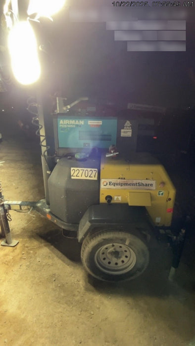 2022 Allmand NLV3GR (4) LED Light Fixture 350W, 23' Vertical Mast, 3kW Prime, Towable, Deep Sea L401, Leveling Jacks, Yanmar T4F 5.8hp