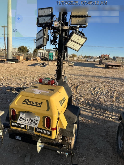 2022 Allmand NLV3GR (4) LED Light Fixture 350W, 23' Vertical Mast, 3kW Prime, Towable, ES Decals, T3