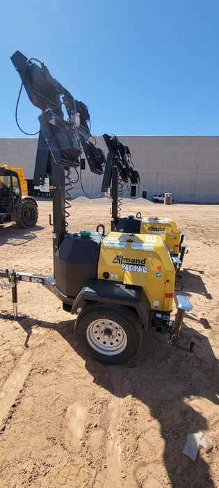 2022 Allmand NLV3GR (4) LED Light Fixture 350W, 23' Vertical Mast, 3kW Prime, Towable, Deep Sea L401, Leveling Jacks, Yanmar T4F 5.8hp