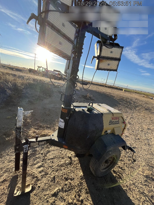 2022 Allmand NLV3GR (4) LED Light Fixture 350W, 23' Vertical Mast, 3kW Prime, Towable, Deep Sea L401, Leveling Jacks, Yanmar T4F 5.8hp