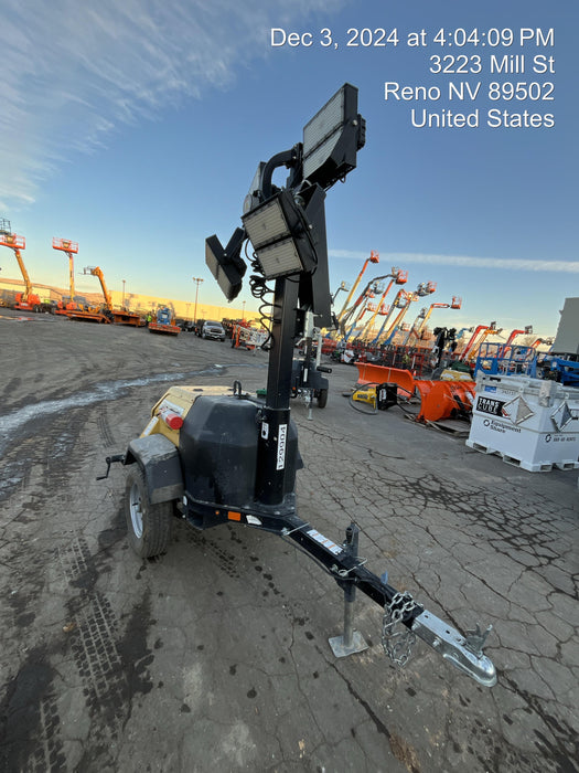 2021 Allmand NLV3GR (4) LED Light Fixture 350W, 23' Vertical Mast, 3kW Prime, Towable, Deep Sea L401, Leveling Jacks, Yanmar T4F 5.8hp