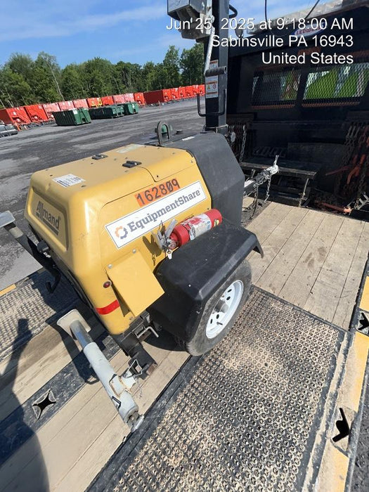 2021 Allmand NLV3GR (4) LED Light Fixture 350W, 23' Vertical Mast, 3kW Prime, Towable, Deep Sea L401, Leveling Jacks, Yanmar T4F 5.8hp