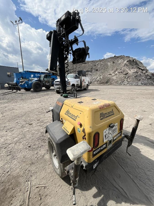 2022 Allmand NLV3GR (4) LED Light Fixture 350W, 23' Vertical Mast, 3kW Prime, Towable, ES Decals, T3