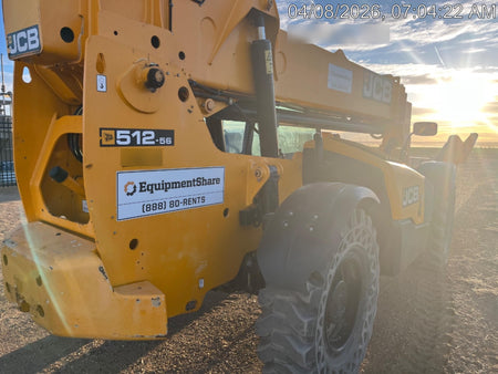 2019 JCB 512-56 JCB 512-56 Enclosed Cab, 109 HP, Solid Tires, Worklights, Beacon, Aux Hydraulics, Lifting Eye w/60" Carriage/60" Forks