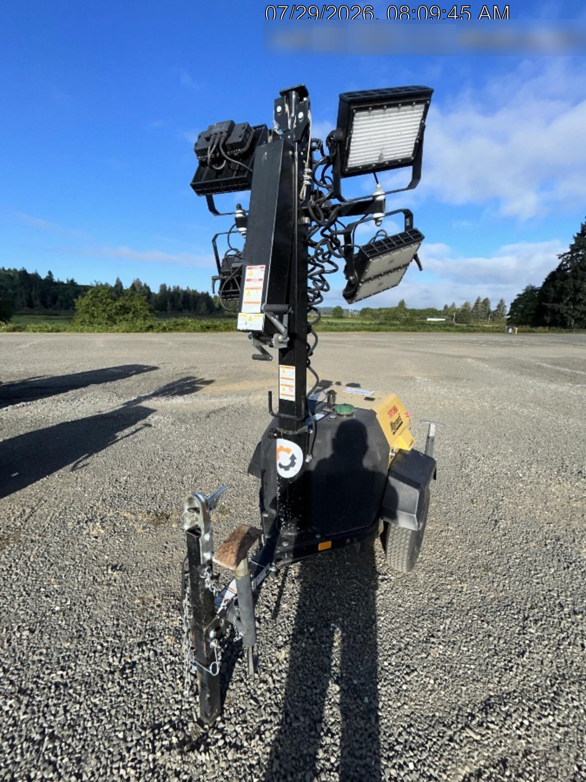 2021 Allmand NLV3GR (4) LED Light Fixture 350W, 23' Vertical Mast, 3kW Prime, Towable, Deep Sea L401, Leveling Jacks, Yanmar T4F 5.8hp
