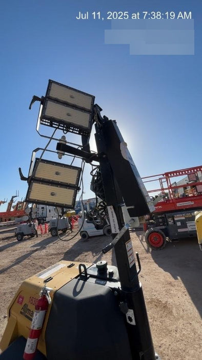 2021 Allmand NLV3GR (4) LED Light Fixture 350W, 23' Vertical Mast, 3kW Prime, Towable, Deep Sea L401, Leveling Jacks, Yanmar T4F 5.8hp