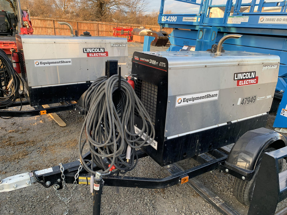 2019 Lincoln Electric Vantage 322 Ready-Pak 3, Two Wheel Trailer, Fender and Light Kit, Cable Rack