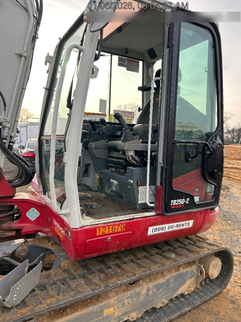 2020 Takeuchi TB250-2C Cab/Heat/Air, Rubber Tracks, Manual TAG QC