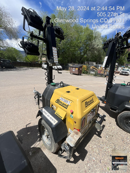 2022 Allmand NLV3GR (4) LED Light Fixture 350W, 23' Vertical Mast, 3kW Prime, Towable, ES Decals, T3