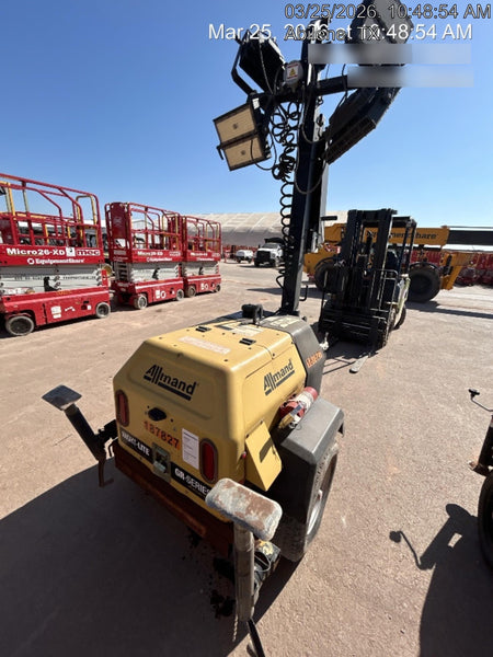 Allmand NLV3GR (4) LED Light Fixture 350W, 23' Vertical Mast, 3kW Prime, Towable, Deep Sea L401, Leveling Jacks, Yanmar T4F 5.8hp