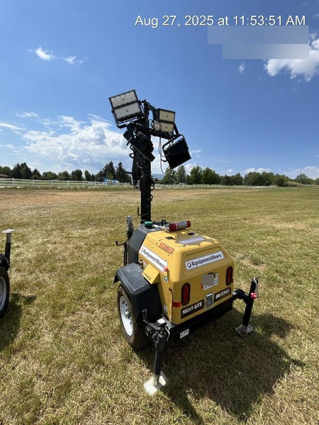2021 Allmand NLV3GR (4) LED Light Fixture 350W, 23' Vertical Mast, 3kW Prime, Towable, Deep Sea L401, Leveling Jacks, Yanmar T4F 5.8hp