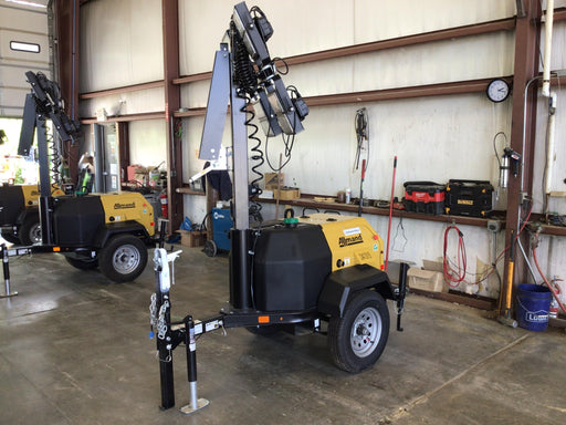 2022 Allmand NLV3GR (4) LED Light Fixture 350W, 23' Vertical Mast, 3kW Prime, Towable, Deep Sea L401, Leveling Jacks, Yanmar T4F 5.8hp