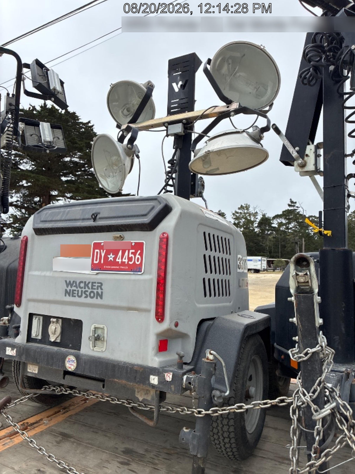 2019 Wacker Neuson LTV6L-MH Wacker Neuson LTV6L Mobile Light Tower w/Fuel Level Sensor Installed