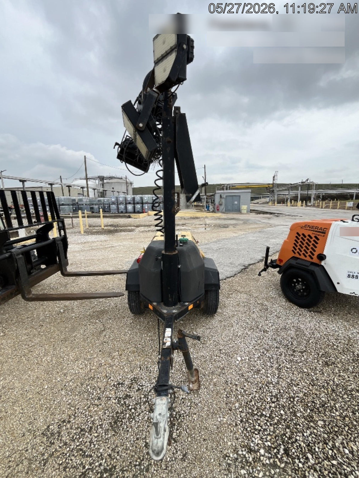 2022 Allmand NLV3GR (4) LED Light Fixture 350W, 23' Vertical Mast, 3kW Prime, Towable, Deep Sea L401, Leveling Jacks, Yanmar T4F 5.8hp