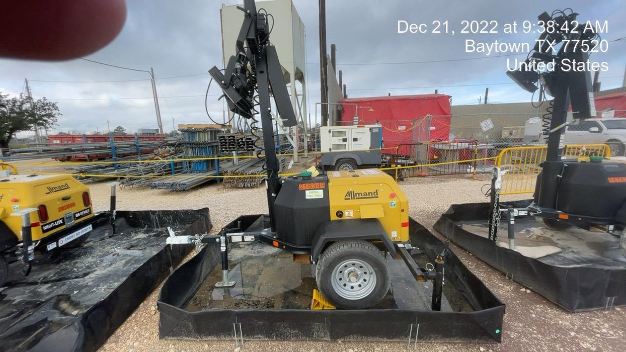 2022 Allmand NLV3GR (4) LED Light Fixture 350W, 23' Vertical Mast, 3kW Prime, Towable, Deep Sea L401, Leveling Jacks, Yanmar T4F 5.8hp