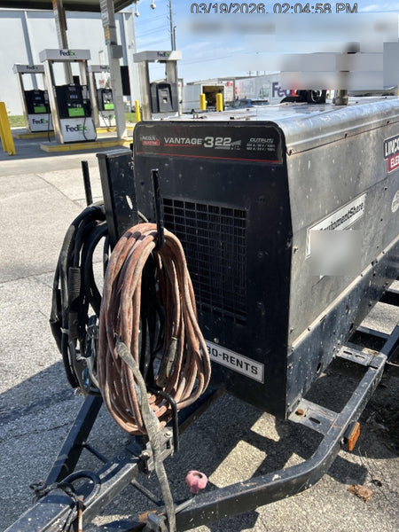 2019 Lincoln Electric Vantage 322 Welder Ready-Pak 3, Two wheel trailer, Fender and Light kit, Cable Rack
