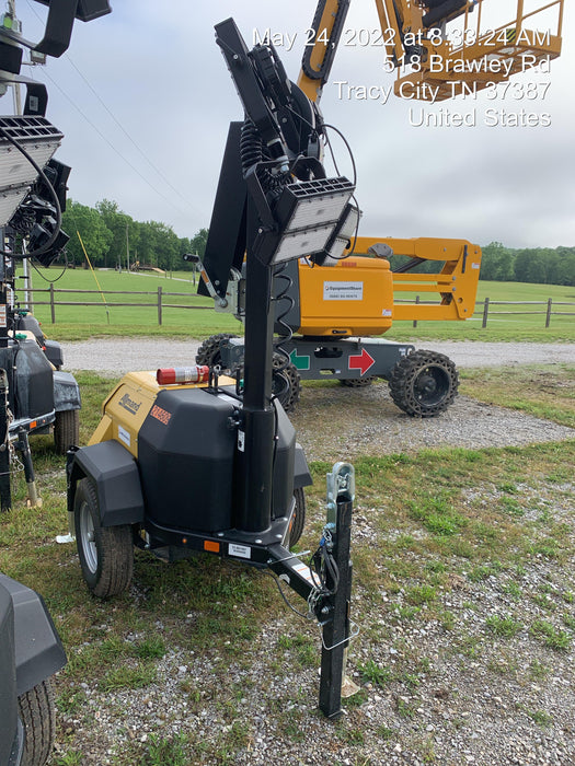 2022 Allmand NLV3GR (4) LED Light Fixture 350W, 23' Vertical Mast, 3kW Prime, Towable, Deep Sea L401, Leveling Jacks, Yanmar T4F 5.8hp