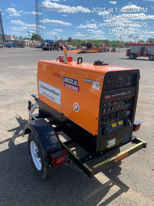 2021 Lincoln Electric Vantage 322 Vantage 322 Ready Pak 3 w/ Decals, ORANGE (includes trailer, cable rack, fender light kit) NO Telematics