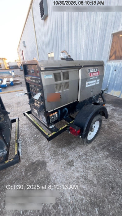 2019 Lincoln Electric Vantage 322 Welder Ready-Pak 3, Two wheel trailer, Fender and Light kit, Cable Rack