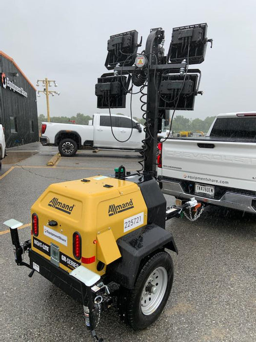 2022 Allmand NLV3GR (4) LED Light Fixture 350W, 23' Vertical Mast, 3kW Prime, Towable, Deep Sea L401, Leveling Jacks, Yanmar T4F 5.8hp