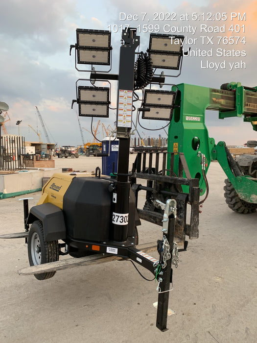 2022 Allmand NLV3GR (4) LED Light Fixture 350W, 23' Vertical Mast, 3kW Prime, Towable, ES Decals, T3