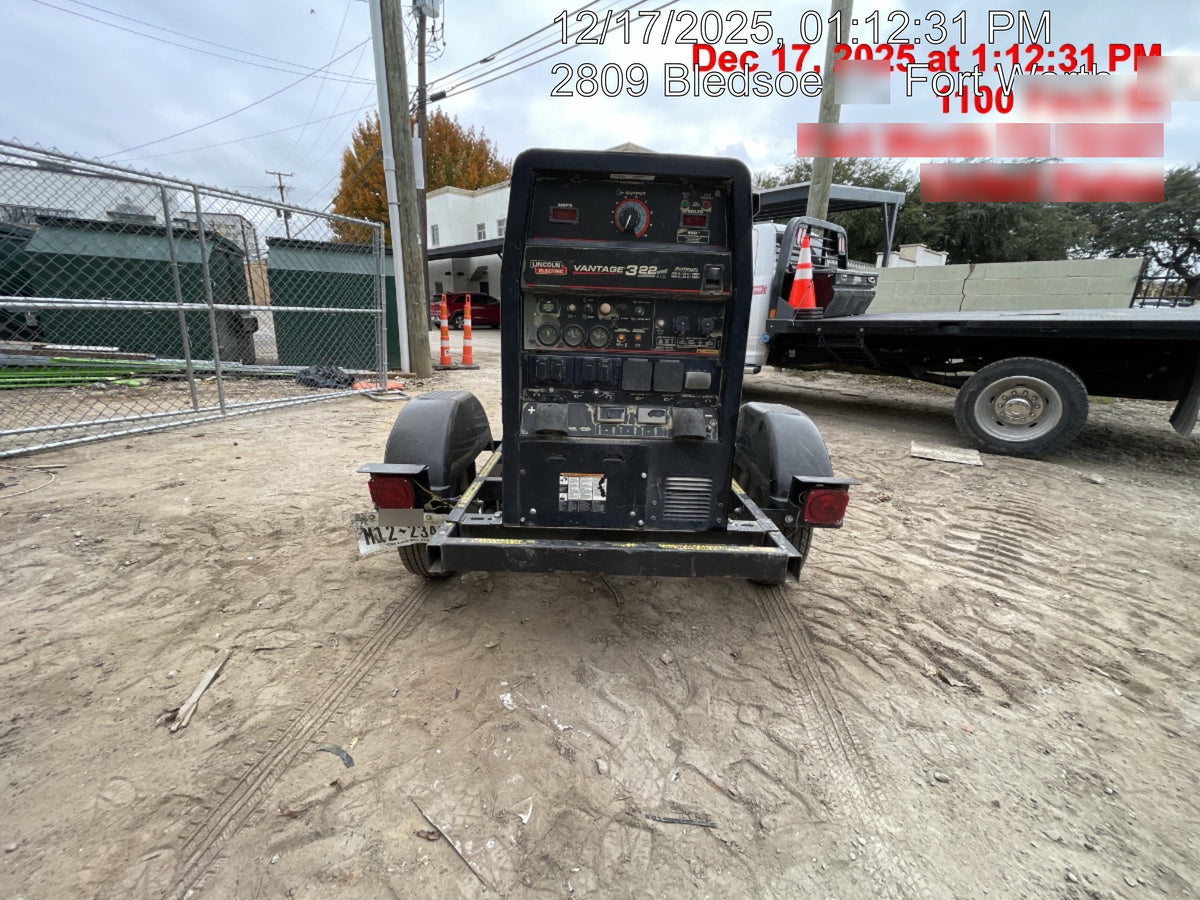 2019 Lincoln Electric Vantage 322 Ready-Pak 3, Two Wheel Trailer, Fender and Light Kit, Cable Rack