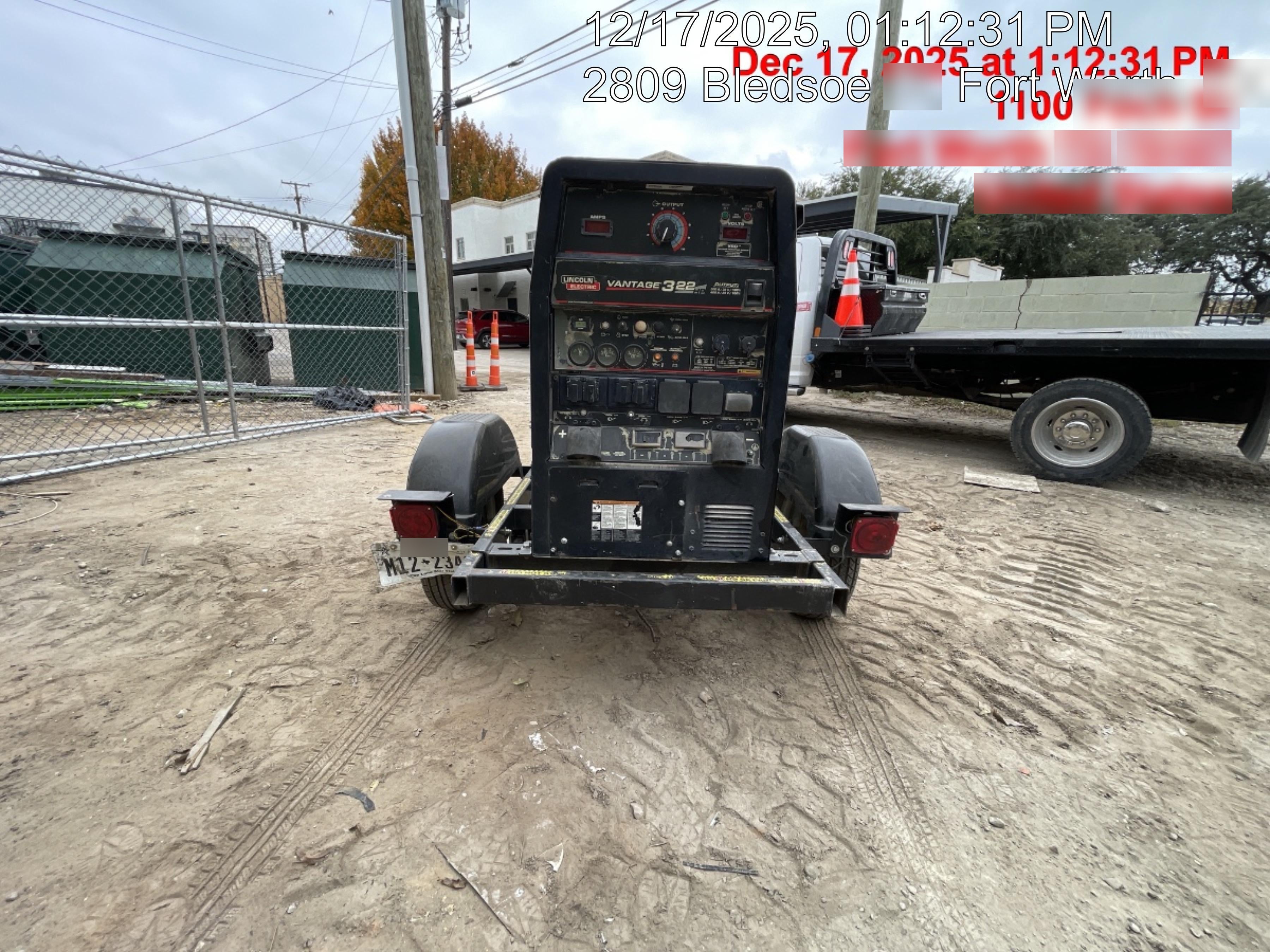 2019 Lincoln Electric Vantage 322 Ready-Pak 3, Two Wheel Trailer, Fender and Light Kit, Cable Rack