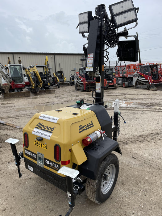 2022 Allmand NLV3GR (4) LED Light Fixture 350W, 23' Vertical Mast, 3kW Prime, Towable, Deep Sea L401, Leveling Jacks, Yanmar T4F 5.8hp