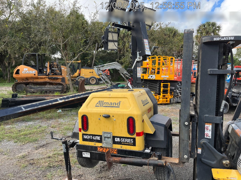 2022 Allmand NLV3GR (4) LED Light Fixture 350W, 23' Vertical Mast, 3kW Prime, Towable, Deep Sea L401, Leveling Jacks, Yanmar T4F 5.8hp