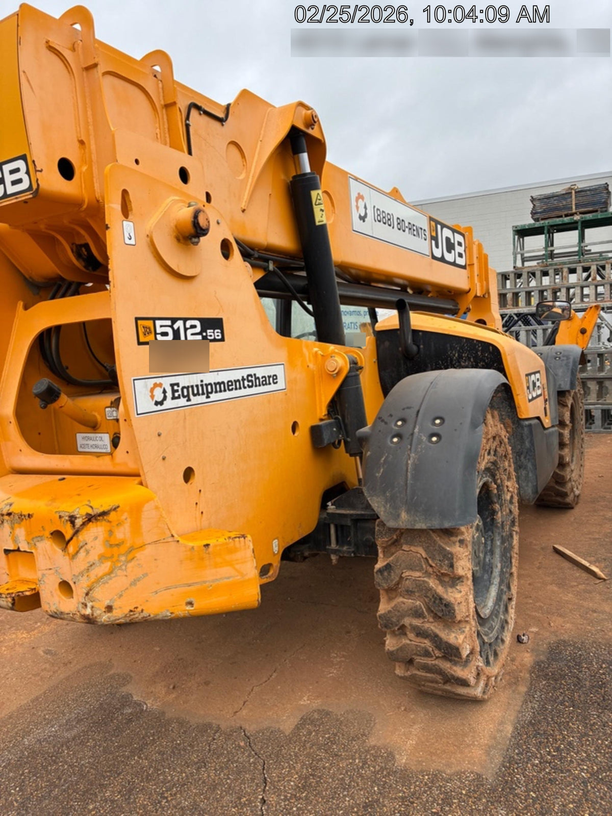 2019 JCB 512-56 109 HP w/Open ROPS, Beacon, Aux Hydraulics, Worklights, Solid Tires 60" Carriage/Forks