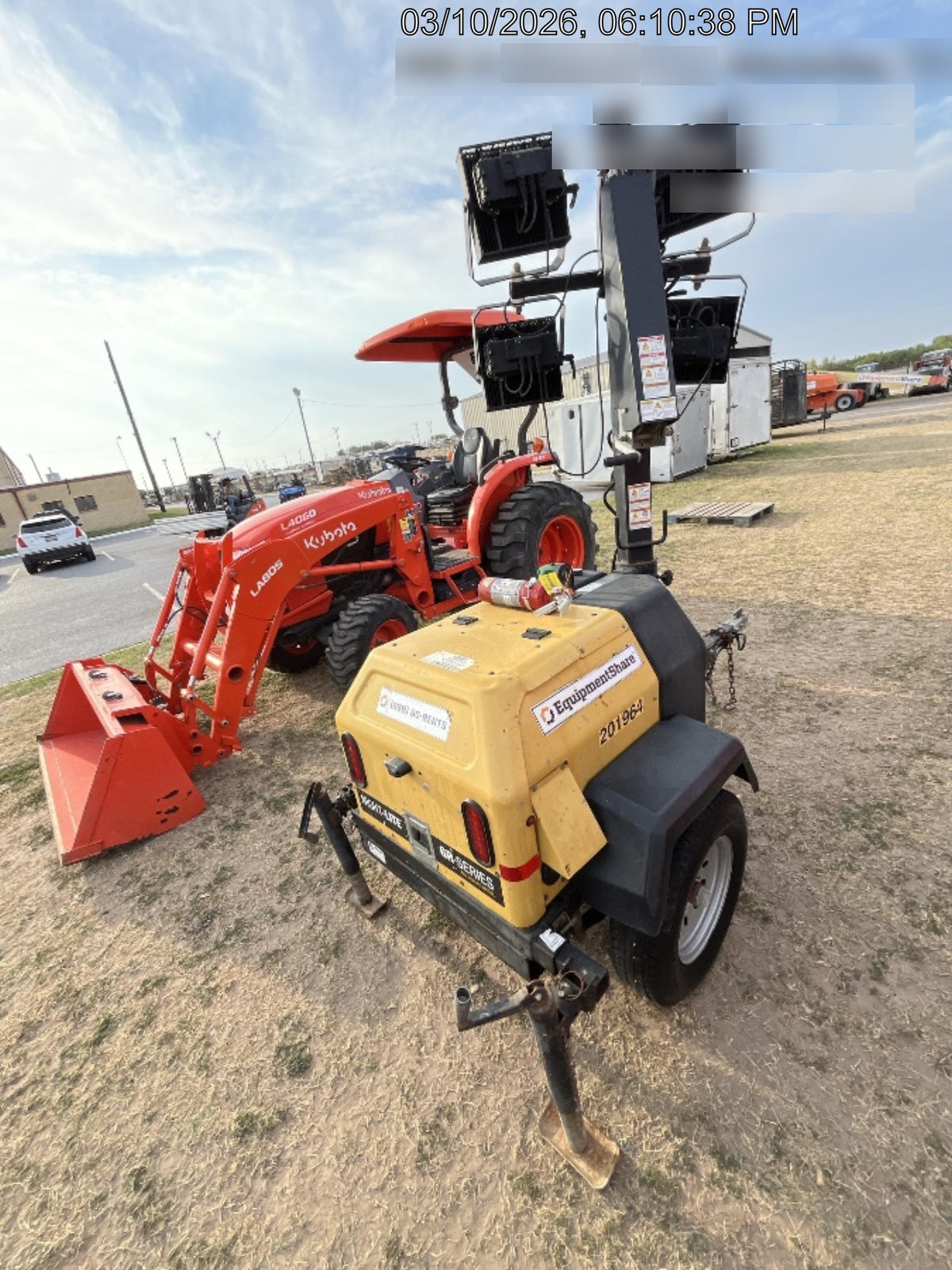 2022 Allmand NLV3GR (4) LED Light Fixture 350W, 23' Vertical Mast, 3kW Prime, Towable, Deep Sea L401, Leveling Jacks, Yanmar T4F 5.8hp