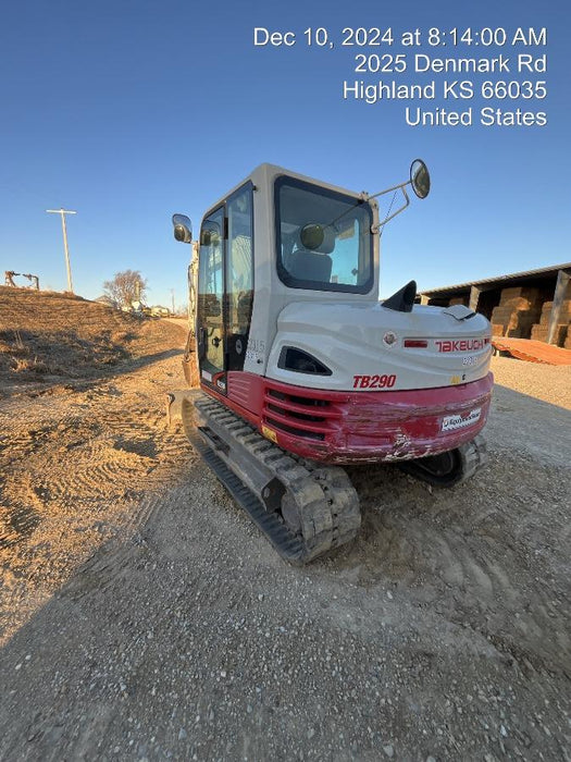 2019 Takeuchi TB290 Takeuchi TB290 Cab/Heat/AC w/Rubber Tracks, Auxiliary Hydraulics, Dozer Blade, Manual QC, 18/24/36" Buckets, Hydraulic Thumb Installed