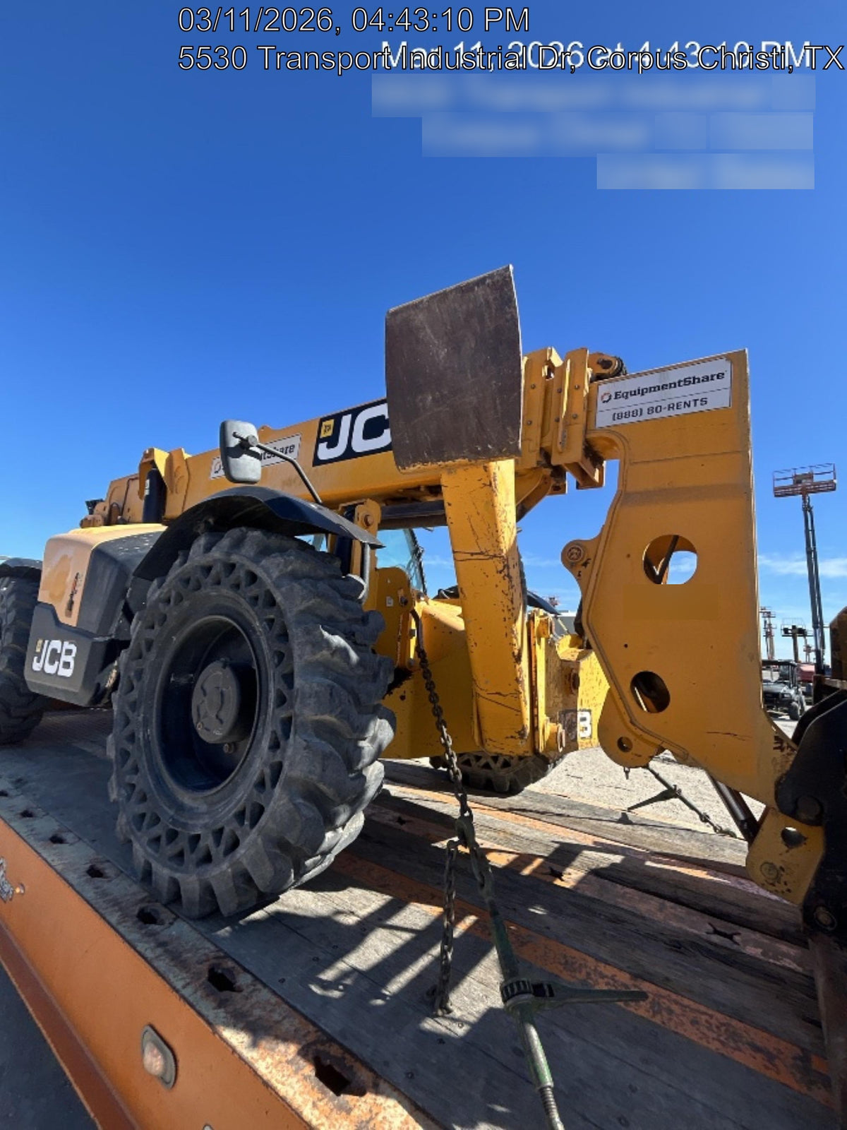 2019 JCB 510-56 74 HP w/CAB/HVAC, Beacon, Worklights, Aux Hydraulics, Solid Tires 66" Carriage/60" Forks