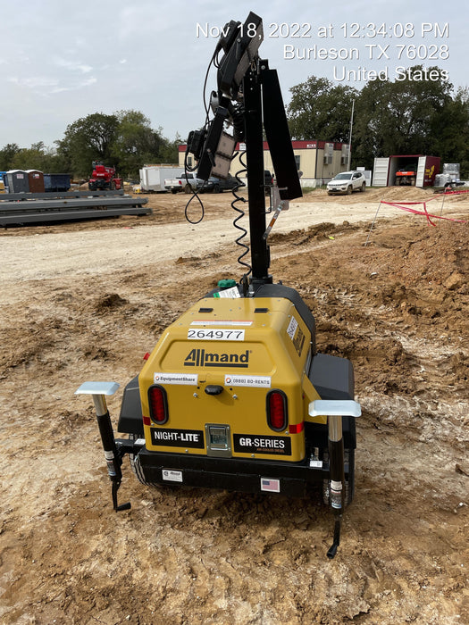 2022 Allmand NLV3GR (4) LED Light Fixture 350W, 23' Vertical Mast, 3kW Prime, Towable, ES Decals, T3