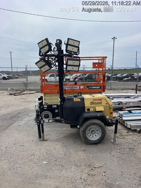 2022 Allmand NLV3GR (4) LED Light Fixture 350W, 23' Vertical Mast, 3kW Prime, Towable, Deep Sea L401, Leveling Jacks, Yanmar T4F 5.8hp