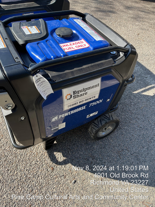 2024 Powerhouse POWERHOUSE7500I Powerhorse Inverter Generator, 7,500 Surge Watts, 6,500 Rated Watts, Electric Start, Gasoline, 6.6 Gal Capacity, Part # 74006