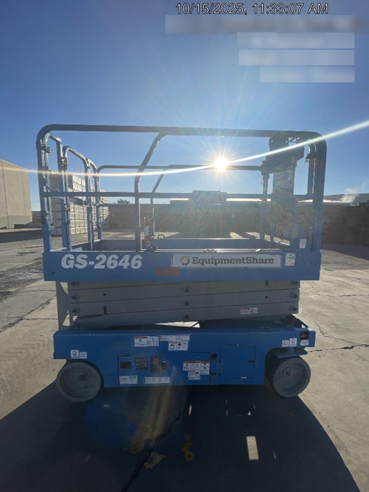 2019 Genie GS-2646 folding rails with full height swing gate, 800W Inverter