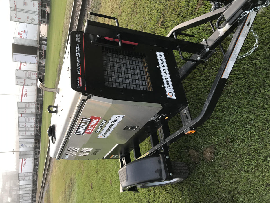 2019 Lincoln Electric Vantage 322 Welder Ready-Pak 3, Two wheel trailer, Fender and Light kit, Cable Rack