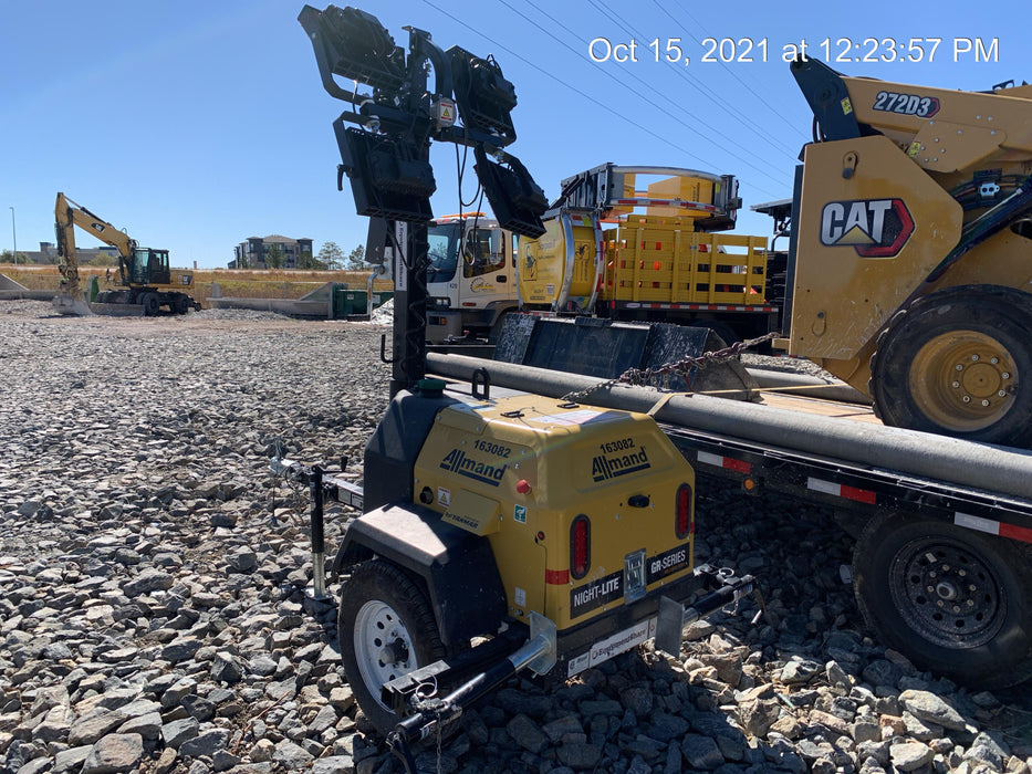 2021 Allmand NLV3GR (4) LED Light Fixture 350W, 23' Vertical Mast, 3kW Prime, Towable, Deep Sea L401, Leveling Jacks, Yanmar T4F 5.8hp