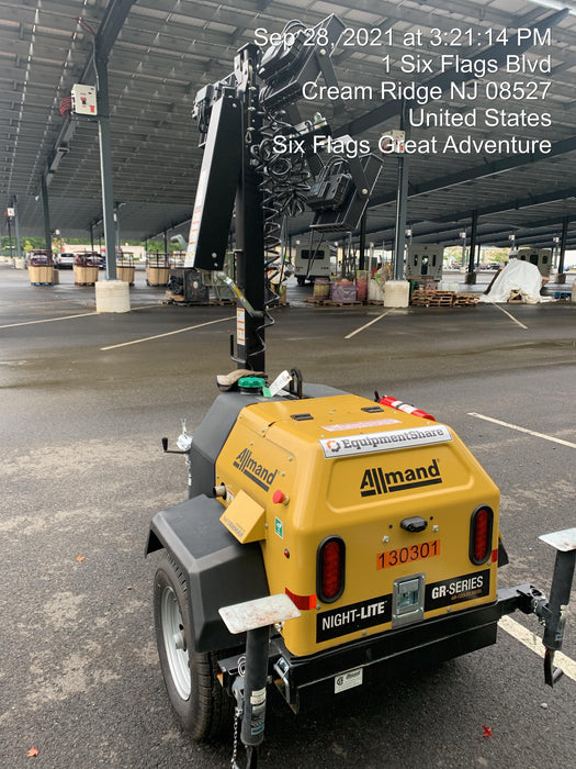 2021 Allmand NLV3GR (4) LED Light Fixture 350W, 23' Vertical Mast, 3kW Prime, Towable, Deep Sea L401, Leveling Jacks, Yanmar T4F 5.8hp