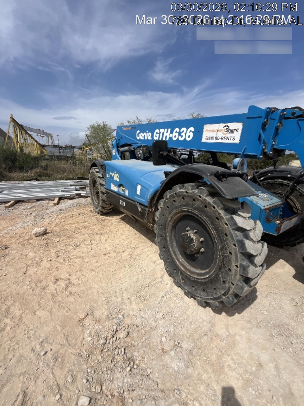 2018 Genie GTH-636 Genie GTH-636 w/Open ROPS, Solid Tires, Work Light/Beacon, 48" Carriage and Forks