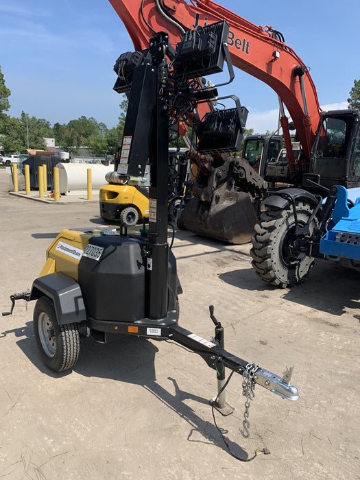 2022 Allmand NLV3GR (4) LED Light Fixture 350W, 23' Vertical Mast, 3kW Prime, Towable, Deep Sea L401, Leveling Jacks, Yanmar T4F 5.8hp