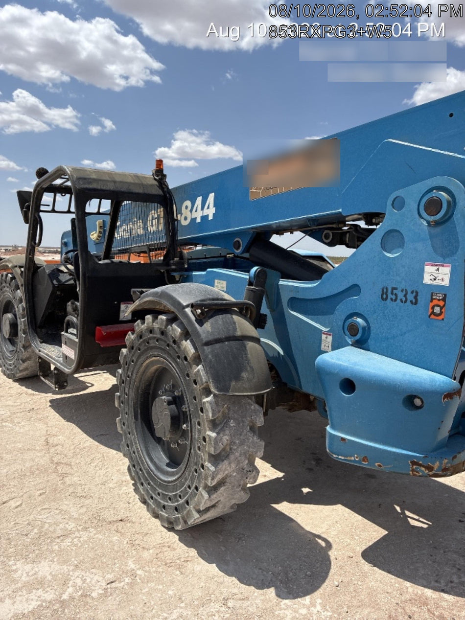 2018 Genie GTH-844 Genie GTH-844D w/Open ROPS, Solid Tires, Work Light/Beacon, 60" Carriage and Forks