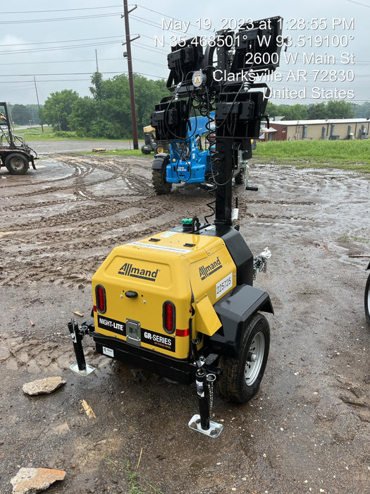 2022 Allmand NLV3GR (4) LED Light Fixture 350W, 23' Vertical Mast, 3kW Prime, Towable, Deep Sea L401, Leveling Jacks, Yanmar T4F 5.8hp