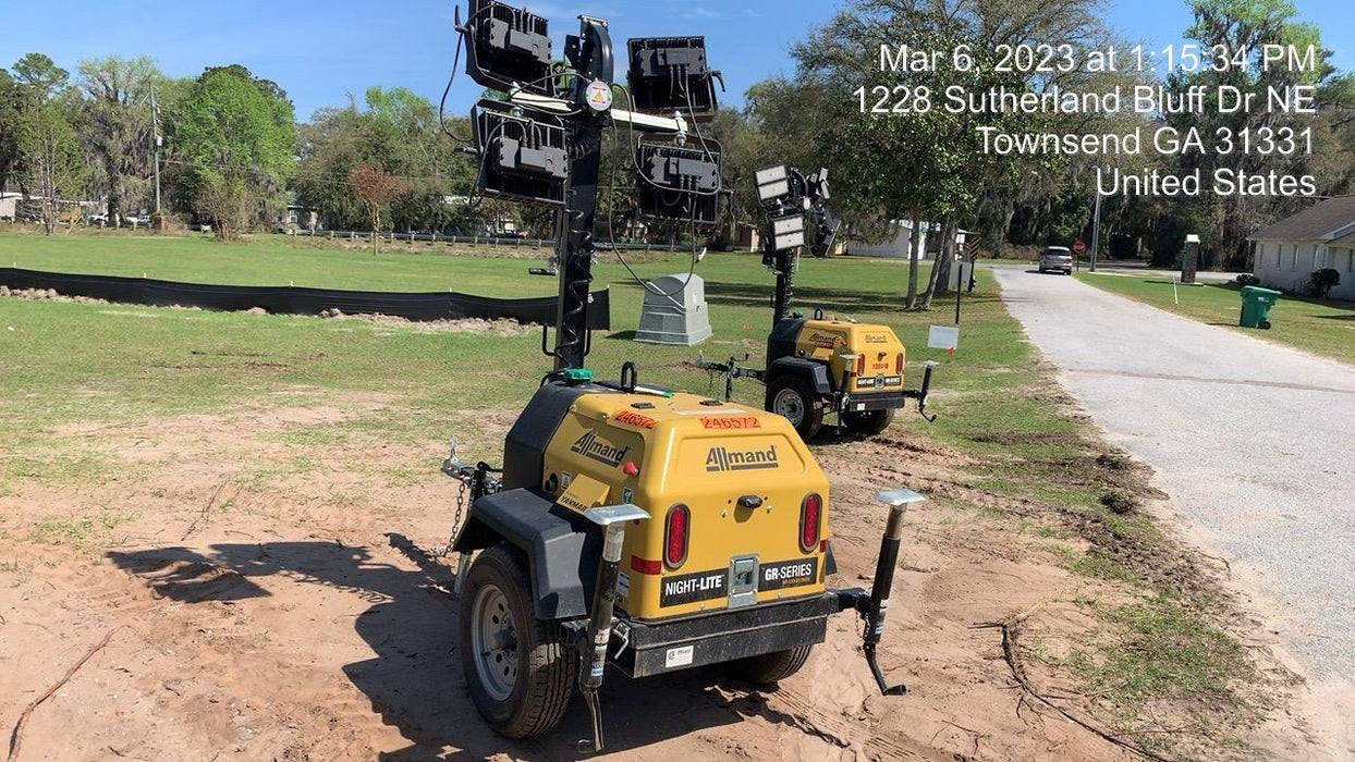 2022 Allmand NLV3GR (4) LED Light Fixture 350W, 23' Vertical Mast, 3kW Prime, Towable